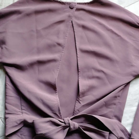 OLD - WILFRED Laon Blouse Open Back Tie Back Taupe Mauve Small Aritzia - Picture 7 of 12